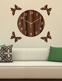 FRAVY 10 Inch MDF Wood Wall Clock for Home and Office (25Cm x 25Cm, Small Size, 001-Wenge)-thumb1