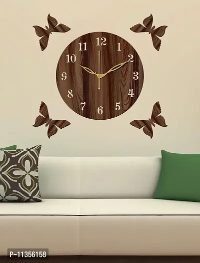 FRAVY 10 Inch MDF Wood Wall Clock for Home and Office (25Cm x 25Cm, Small Size, 001-Wenge)-thumb2