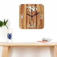 Freny Exim 12"" Inch Wooden MDF Allah with 786 Square Wall Clock Without Glass (Beige, 30cm x 30cm) - 43-thumb1