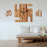 Freny Exim 12"" Inch Wooden MDF English Numeral Swastik Square Wall Clock Without Glass (Beige, 30cm x 30cm) - 51-thumb2