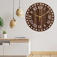 FRAVY 10 Inch MDF Wood Wall Clock for Home and Office (25Cm x 25Cm, Small Size, 011-Wenge)-thumb1