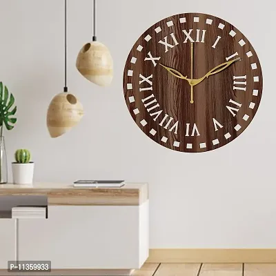 FRAVY 10 Inch MDF Wood Wall Clock for Home and Office (25Cm x 25Cm, Small Size, 011-Wenge)-thumb2