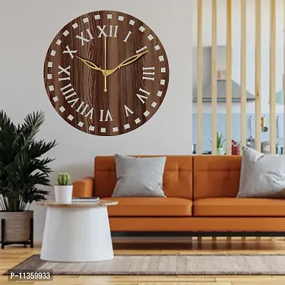 FRAVY 10 Inch MDF Wood Wall Clock for Home and Office (25Cm x 25Cm, Small Size, 011-Wenge)-thumb3