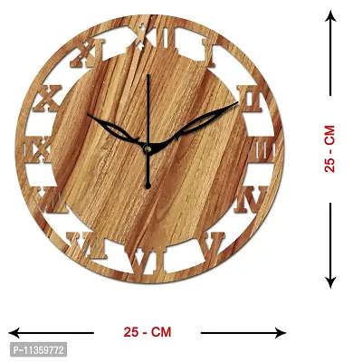 FRAVY 10 Inch MDF Wood Wall Clock for Home and Office (25Cm x 25Cm, Small Size, 006-Beige)-thumb4