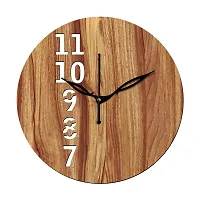 FRAVY 12"" Inch Prelam MDF Wood English Numeral Round Without Glass Wall Clock (Beige, 30cm x 30cm) - 25-thumb1