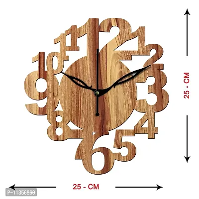 FRAVY 10 Inch MDF Wood Wall Clock for Home and Office (25Cm x 25Cm, Small Size, 017-Beige)-thumb5