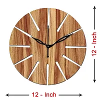 Freny Exim 12"" Inch Wooden MDF Unique Cut Mark Round Wall Clock Without Glass (Beige, 30cm x 30cm) - 2-thumb3