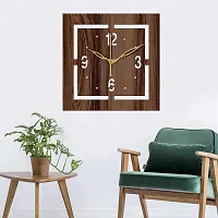 FRAVY 10 Inch MDF Wood Wall Clock for Home and Office (25Cm x 25Cm, Small Size, 037-Wenge)-thumb2