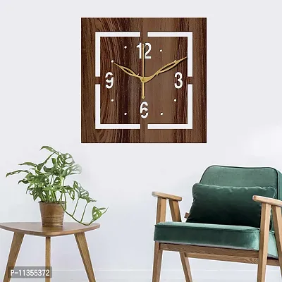 FRAVY 10 Inch MDF Wood Wall Clock for Home and Office (25Cm x 25Cm, Small Size, 037-Wenge)-thumb3