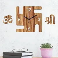 Freny Exim 12"" Inch Wooden MDF English Numeral Swastik Square Wall Clock Without Glass (Beige, 30cm x 30cm) - 51-thumb1