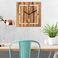 Freny Exim 12"" Inch Wooden MDF English Numeral Square Wall Clock Without Glass (Beige, 30cm x 30cm) - 37-thumb2