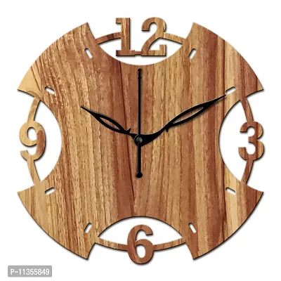 FRAVY 10 Inch MDF Wood Wall Clock for Home and Office (25Cm x 25Cm, Small Size, 003-Beige)-thumb4