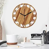 FRAVY 12"" Inch Prelam MDF Wood Roman Numeral Round Without Glass Wall Clock (Beige, 30cm x 30cm) - 6-thumb2