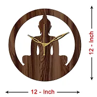 Freny Exim 12"" Inch Wooden MDF Lord Buddha Round Wall Clock Without Glass (Brown, 30cm x 30cm) - 39-thumb3