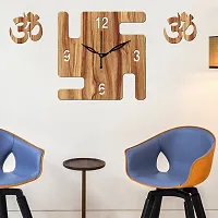 Freny Exim 12"" Inch Wooden MDF English Numeral Swastik Square Wall Clock Without Glass (Beige, 30cm x 30cm) - 50-thumb2