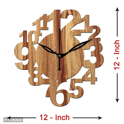 Freny Exim 12"" Inch Wooden MDF English Numeral Round Wall Clock Without Glass (Beige, 30cm x 30cm) - 17-thumb4
