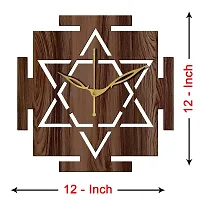 FRAVY 12"" Inch Prelam MDF Wood Vastu Square Without Glass Wall Clock (Brown, 30cm x 30cm) - 33-thumb3