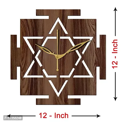 FRAVY 12"" Inch Prelam MDF Wood Vastu Square Without Glass Wall Clock (Brown, 30cm x 30cm) - 33-thumb4