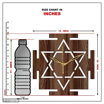 FRAVY 12"" Inch Prelam MDF Wood Vastu Square Without Glass Wall Clock (Brown, 30cm x 30cm) - 33-thumb5