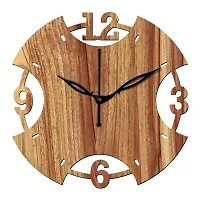 FRAVY 12"" Inch Prelam MDF Wood English Numeral Round Without Glass Wall Clock (Beige, 30cm x 30cm) - 3-thumb1