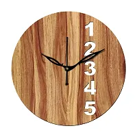 FRAVY 12"" Inch Prelam MDF Wood English Numeral Round Without Glass Wall Clock (Beige, 30cm x 30cm) - 23-thumb1