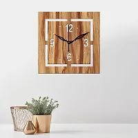 Freny Exim 12"" Inch Wooden MDF English Numeral Square Wall Clock Without Glass (Beige, 30cm x 30cm) - 37-thumb1