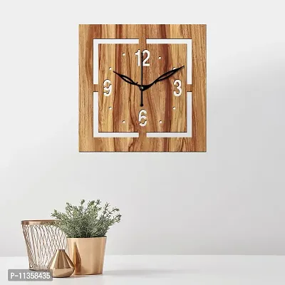 Freny Exim 12"" Inch Wooden MDF English Numeral Square Wall Clock Without Glass (Beige, 30cm x 30cm) - 37-thumb2