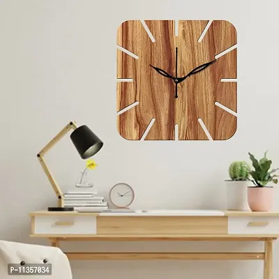 FRAVY 10 Inch MDF Wood Wall Clock for Home and Office (25Cm x 25Cm, Small Size, 019-Beige)-thumb5