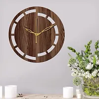 FRAVY 12"" Inch Prelam MDF Wood Cut Mark Round Without Glass Wall Clock (Brown, 30cm x 30cm) - 16-thumb2