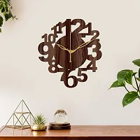 FRAVY 12"" Inch Prelam MDF Wood English Numeral Round Without Glass Wall Clock (Brown, 30cm x 30cm) - 17-thumb2