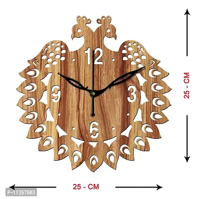 FRAVY 10 Inch MDF Wood Wall Clock for Home and Office (25Cm x 25Cm, Small Size, 046-Beige)-thumb3