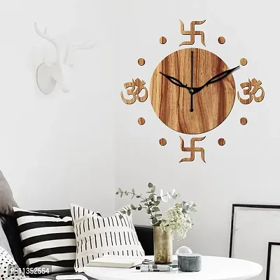 FRAVY 10 Inch MDF Wood Wall Clock for Home and Office (25Cm x 25Cm, Small Size, 054-Beige)-thumb2