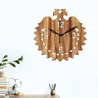 Freny Exim 12"" Inch Wooden MDF English Numeral Peacock Round Wall Clock Without Glass (Beige, 30cm x 30cm) - 47-thumb1