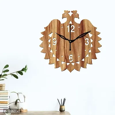 Freny Exim 12"" Inch Wooden MDF English Numeral Peacock Round Wall Clock Without Glass (Beige, 30cm x 30cm) - 47-thumb2