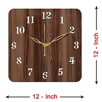 Freny Exim 12 Inch Wooden MDF English Numeral Square Wall Clock Without Glass (Brown, 30cm x 30cm) - 22-thumb3