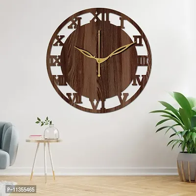 FRAVY 10 Inch MDF Wood Wall Clock for Home and Office (25Cm x 25Cm, Small Size, 006-Wenge)