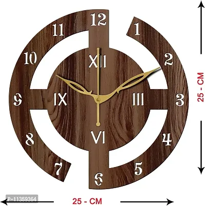 FRAVY 10 Inch MDF Wood Wall Clock for Home and Office (25Cm x 25Cm, Small Size, 027-Wenge)-thumb3