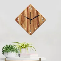 FRAVY 12"" Inch Prelam MDF Wood English Numeral Rhombus Without Glass Wall Clock (Beige, 30cm x 30cm) - 21-thumb2