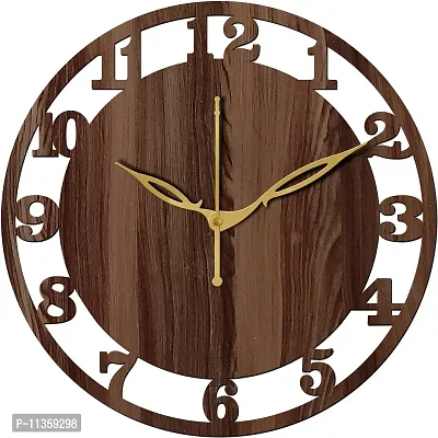 FRAVY 10 Inch MDF Wood Wall Clock for Home and Office (25Cm x 25Cm, Small Size, 028-Wenge)-thumb0
