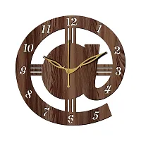 FRAVY 12"" Inch Prelam MDF Wood English Numeral Round Without Glass Wall Clock (Brown, 30cm x 30cm) - 13-thumb1