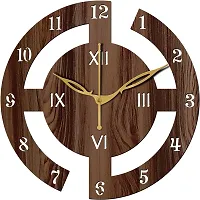 FRAVY 10 Inch MDF Wood Wall Clock for Home and Office (25Cm x 25Cm, Small Size, 027-Wenge)-thumb1