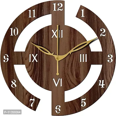 FRAVY 10 Inch MDF Wood Wall Clock for Home and Office (25Cm x 25Cm, Small Size, 027-Wenge)-thumb2