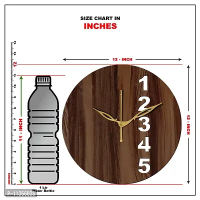 FRAVY 12"" Inch Prelam MDF Wood English Numeral Round Without Glass Wall Clock (Brown, 30cm x 30cm) - 23-thumb5