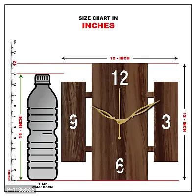 Freny Exim 12"" Inch Wooden MDF English Numeral Square Wall Clock Without Glass (Brown, 30cm x 30cm) - 14-thumb5