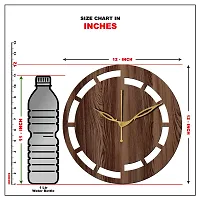 FRAVY 12"" Inch Prelam MDF Wood Cut Mark Round Without Glass Wall Clock (Brown, 30cm x 30cm) - 16-thumb4