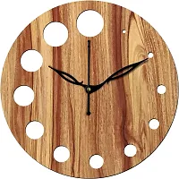 FRAVY 10 Inch MDF Wood Wall Clock for Home and Office (25Cm x 25Cm, Small Size, 020-Beige)-thumb1