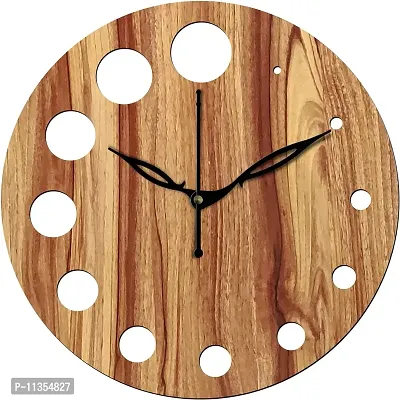 FRAVY 10 Inch MDF Wood Wall Clock for Home and Office (25Cm x 25Cm, Small Size, 020-Beige)-thumb2