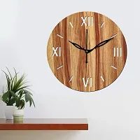 Freny Exim 12"" Inch Wooden MDF Roman Numeral Round Wall Clock Without Glass (Beige, 30cm x 30cm) - 12-thumb2