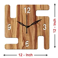 FRAVY 12"" Inch Prelam MDF Wood English Numeral Swastik Square Without Glass Wall Clock (Beige, 30cm x 30cm) - 50-thumb3