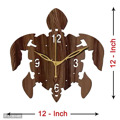 Freny Exim 12"" Inch Wooden MDF English Numeral Tortoise Wall Clock Without Glass (Brown, 30cm x 30cm) - 29-thumb4